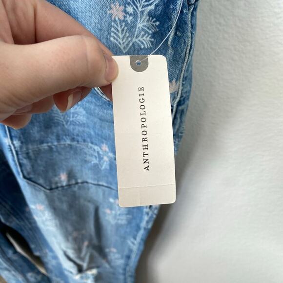 ANTHROPOLOGIE Pilcro Painters Denim Overalls Floral Shabby Chic Size 30 NWT New - Picture 6 of 13